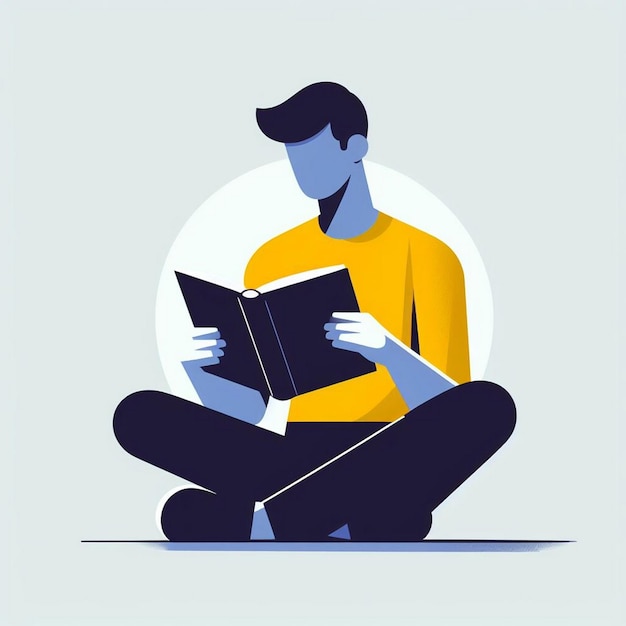 Vector illustration of a character reading book