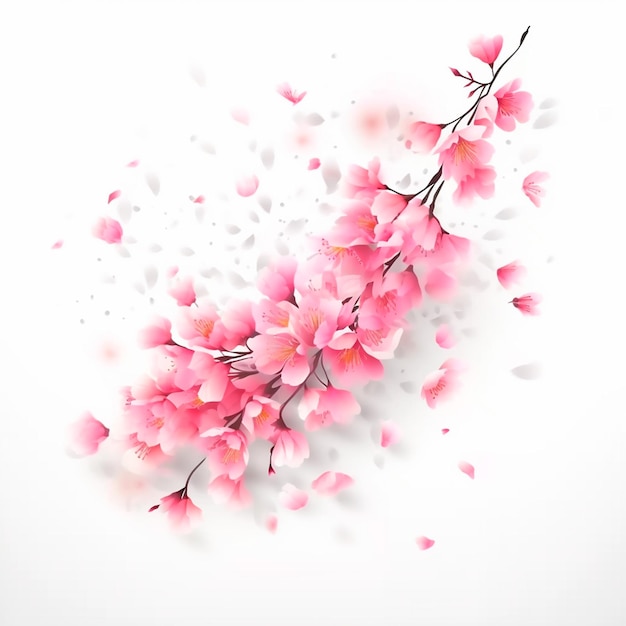 A vector illustration of cherry blossom with pink petals.