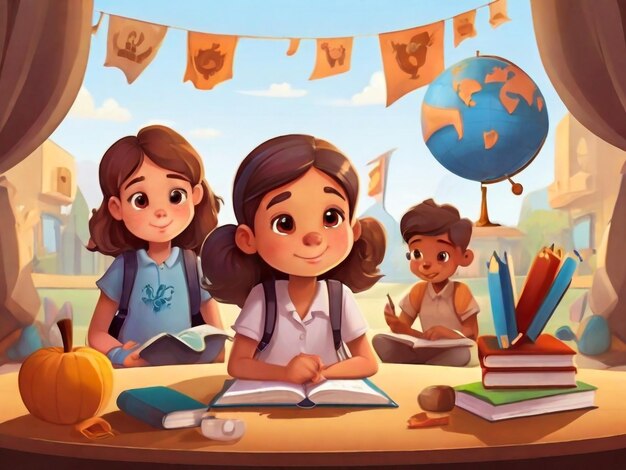 Vector Illustration Of Children Education