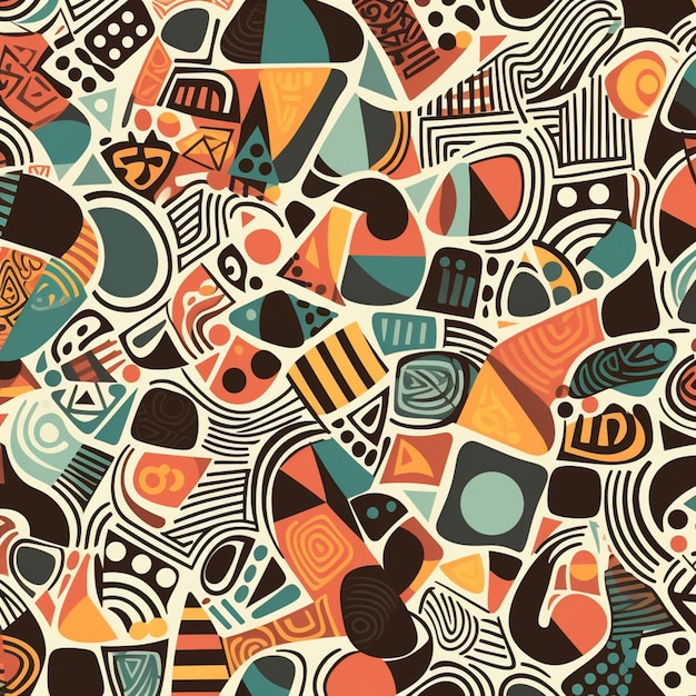 A vector illustration of a colorful pattern with a black background.