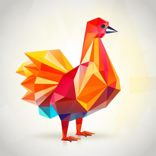 Photo vector illustration of a colorful rooster in low polygonal style