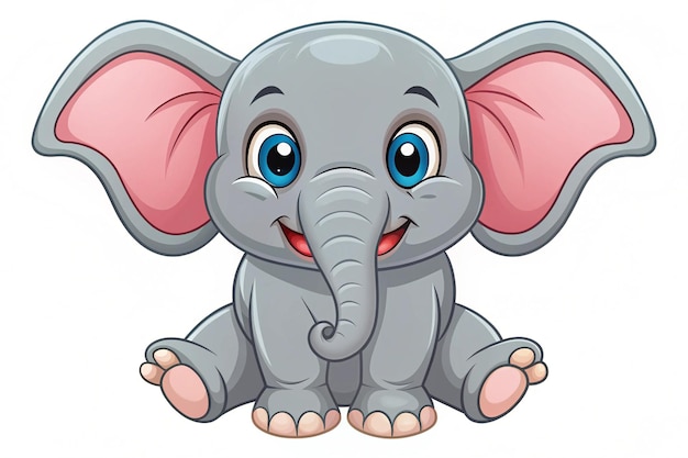 Photo vector illustration of cute elephant cartoon on white background