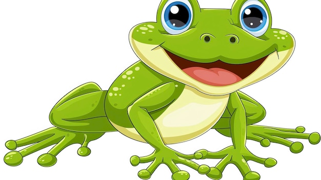 Photo vector illustration of cute frog cartoon isolated on white background