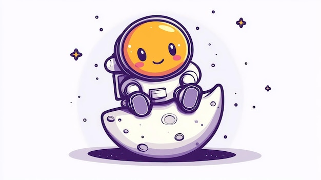 Photo vector illustration of a cute kawaii astronaut