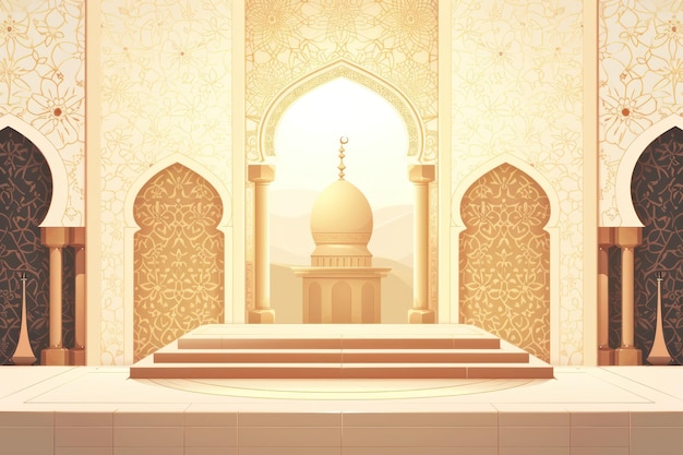 Vector Illustration Elegant Islamic Eid Banner with Podium Display