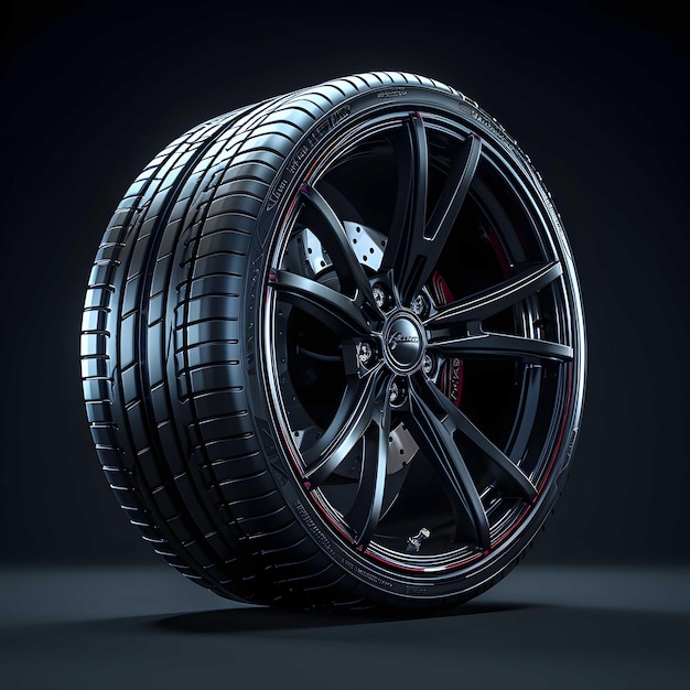 A vector illustration featuring new black car wheels on a white background This image showcases the