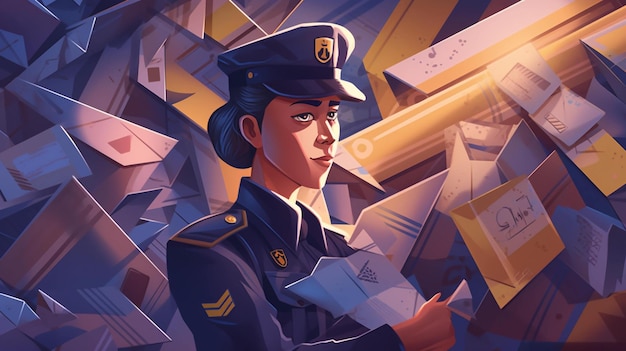 A vector illustration featuring a postal worker in their iconic uniform AI Generated