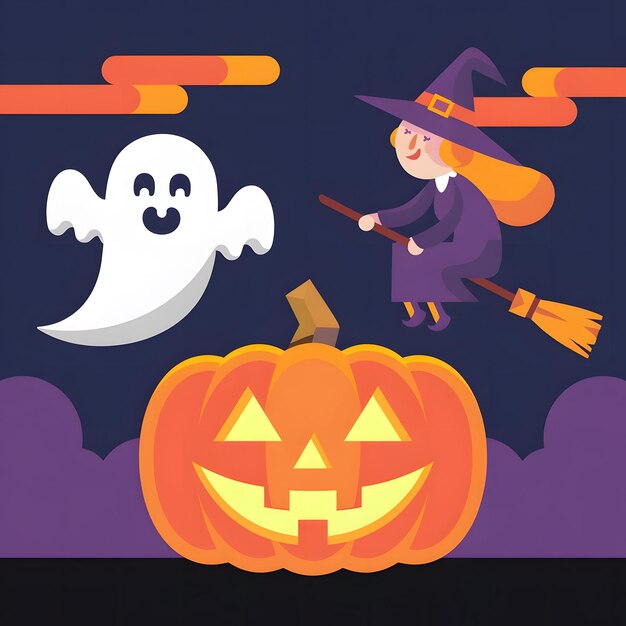 Photo a vector illustration of a flat design halloween background 42