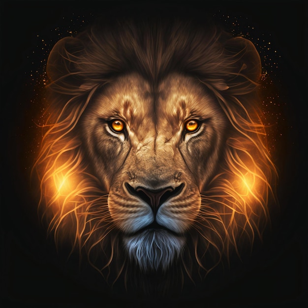 Vector illustration of front view of a lion head, surprisingly perfect design