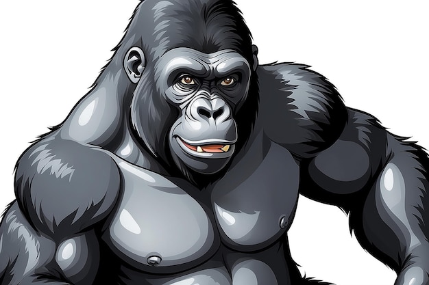 Photo vector illustration of gorilla cartoon on white background