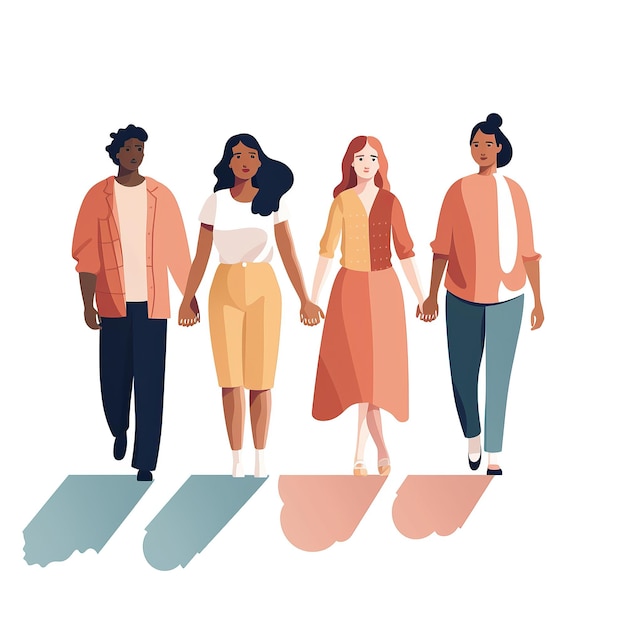 Vector illustration of a group of people holding hands Teamwork concept