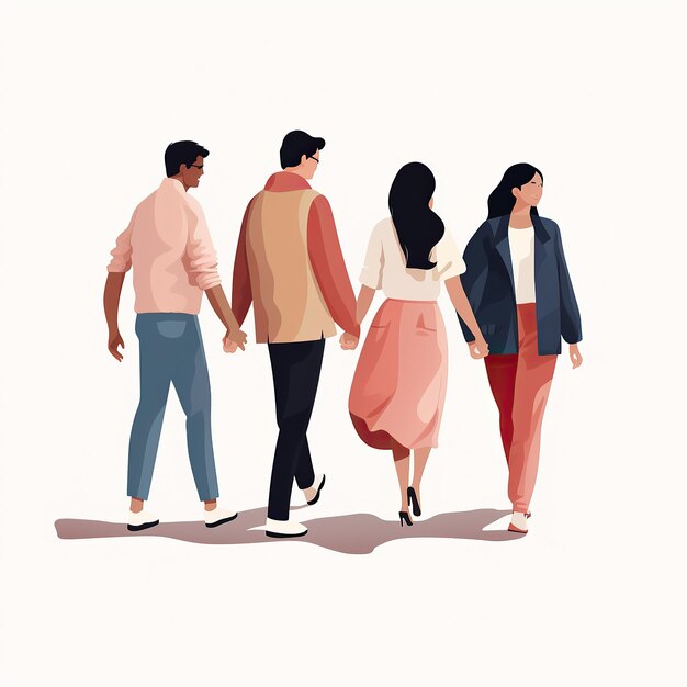 Vector illustration of a group of people holding hands Teamwork concept