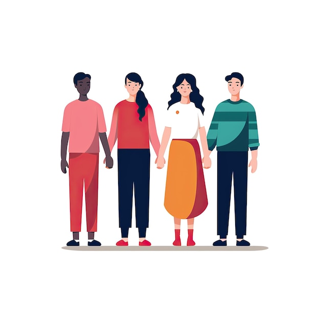 Vector illustration of a group of people holding hands Teamwork concept