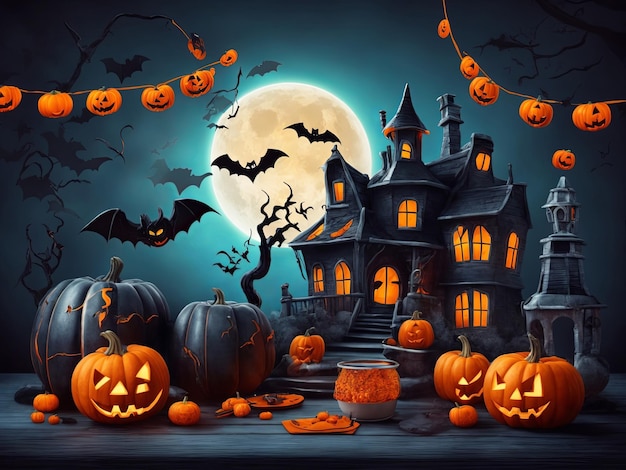 Vector illustration Halloween party set items Bright image to create original video or web games