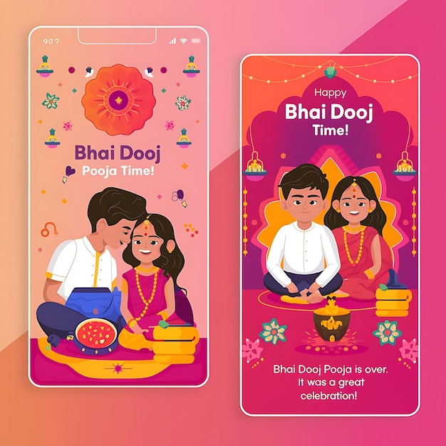 Photo vector illustration of happy bhai dooj social media feed template