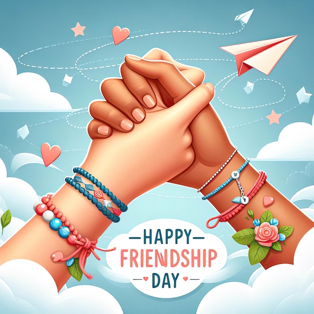 Vector illustration of Happy friendship day concept friends forever written on friendship band