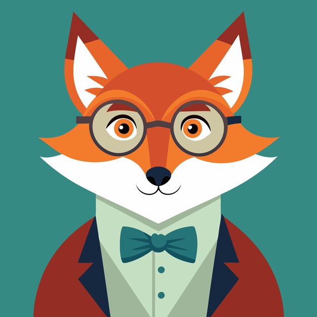 Photo vector illustration of hipster fox with monocle and bow tie