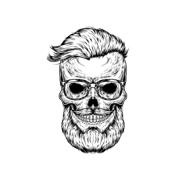 Photo vector illustration of human skull in sunglasses