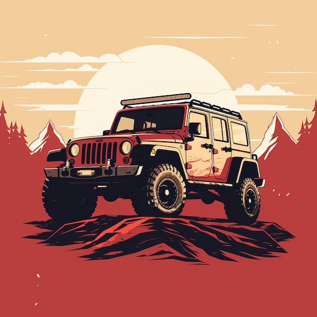 vector illustration of a jeep