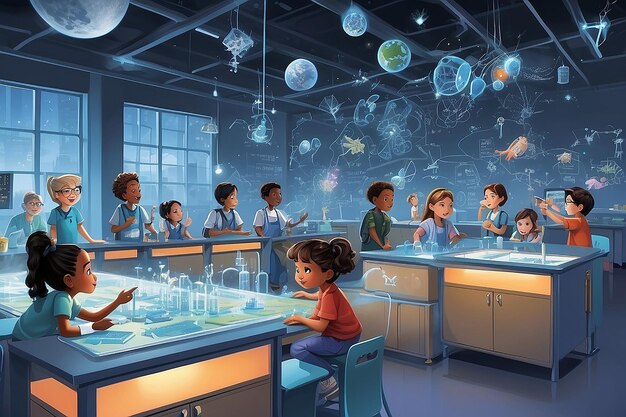 A vector illustration of kids on a trip to a science center Vector by artisticco