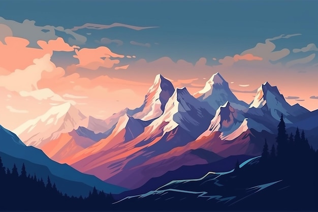 a vector illustration of a majestic mountain range AI generated