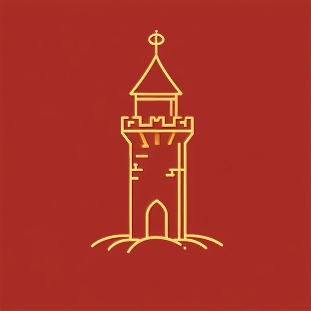 Photo vector illustration of medieval castle on red background design element for logo label emblem si