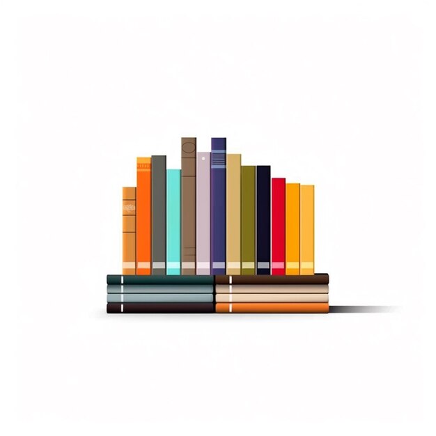 Photo vector illustration of a neatly stacked pile of colorful books on a white background