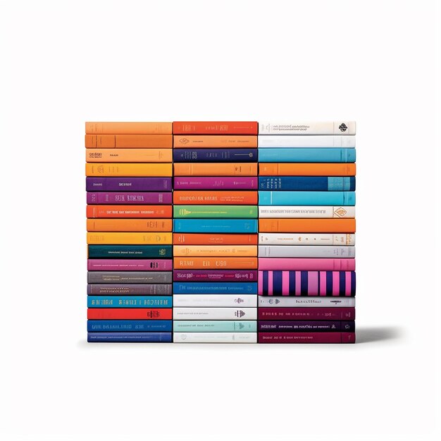 Photo vector illustration of a neatly stacked pile of colorful books on a white background