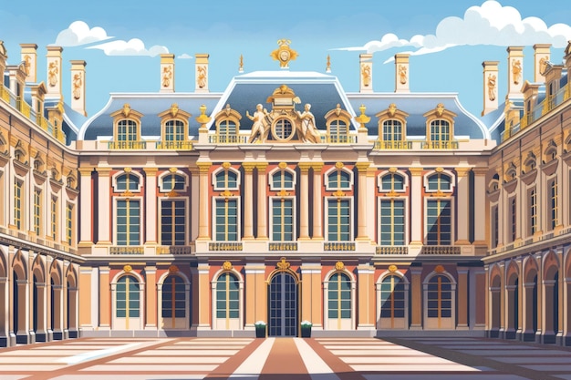 Vector illustration of the Palace of Versailles grand facade