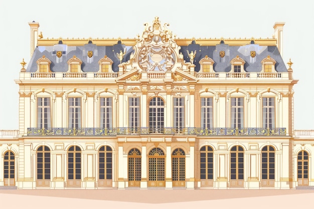 Photo vector illustration of the palace of versailles grand facade