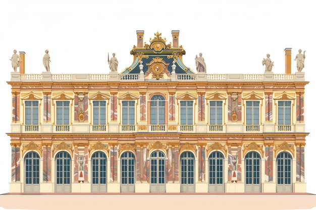 Photo vector illustration of the palace of versailles grand facade