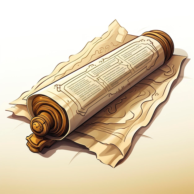 Vector illustration of parchment scroll in kawaii anime style cartoon