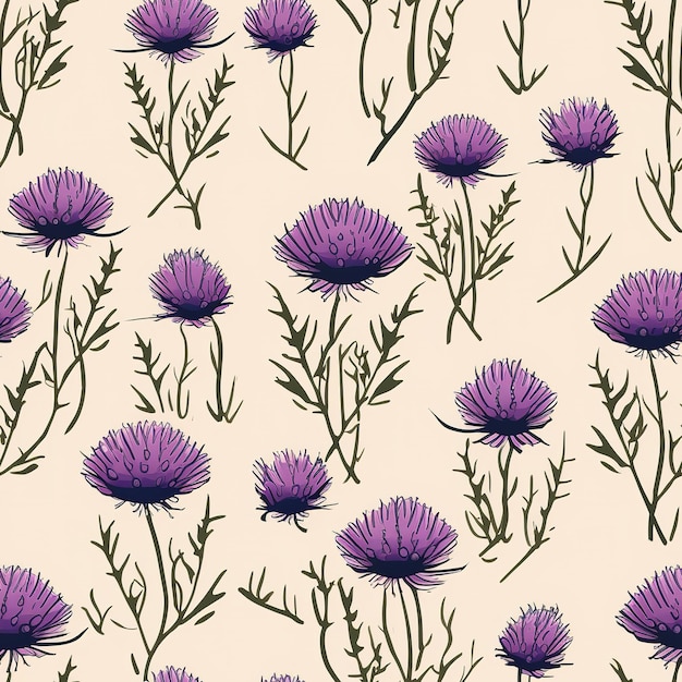 A vector illustration of a pattern with thistles.