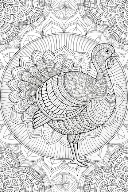 a vector illustration of a peacock and a background of circles