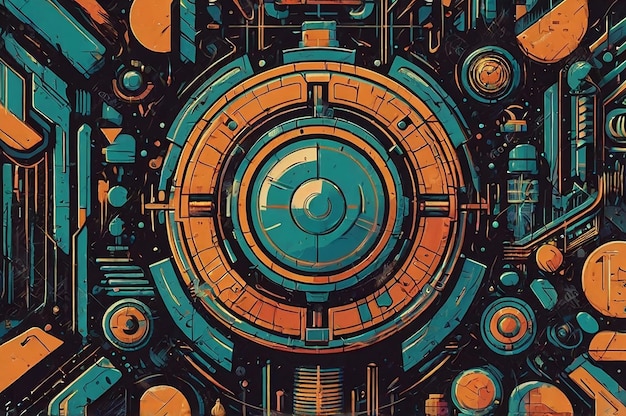 Vector illustration Retro futuristic elements background