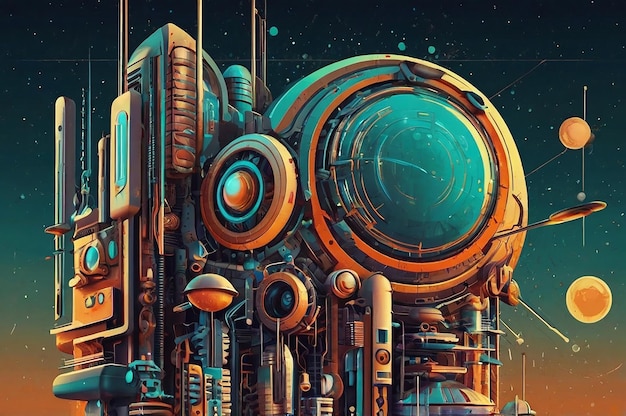 Vector illustration Retro futuristic elements background