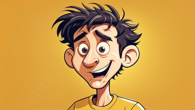 Photo vector illustration of a smiling young man in a yellow tshirt