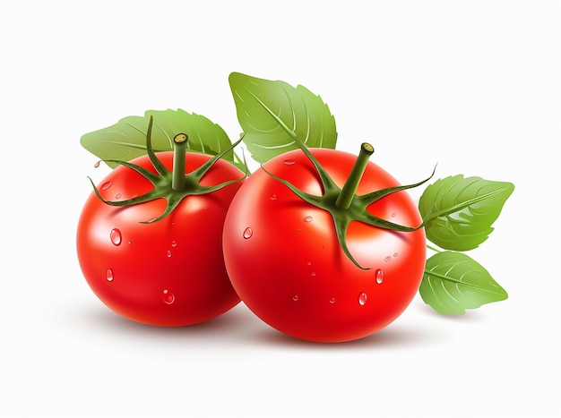 Vector Illustration of Tomatoes with Leaves on a