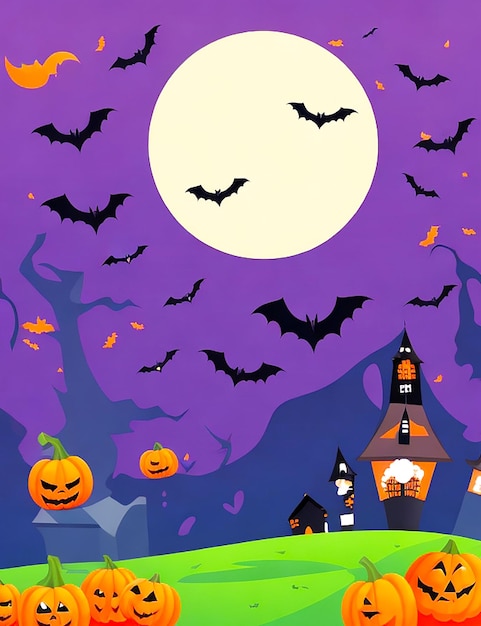 Vector illustration vector design template of halloween day with scary orange background generate AI