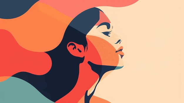 A vector illustration of a womans face in a colorful abstract style