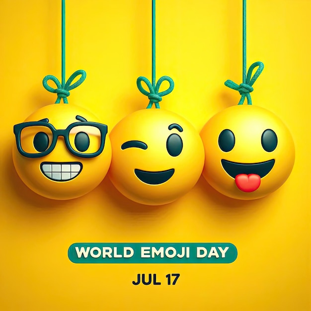 Vector illustration of World Emoji Day 17 July social media story feed template