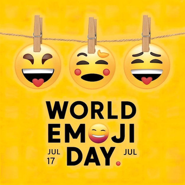 Photo vector illustration world emoji day 17 july social media story feed template