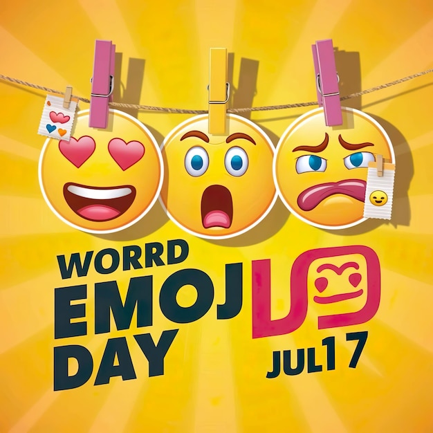 vector illustration world emoji day 17 july social media story feed template