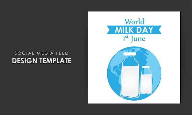 Vector illustration of World Milk Day 1 June social media story feed mockup template