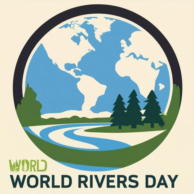 Photo vector illustration of world river day simple and elegant design