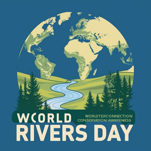 Photo vector illustration of world river day simple and elegant design