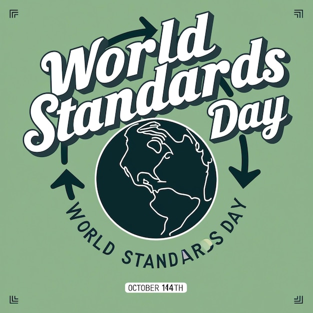 Vector Illustration of World Standards Day Banner Globe Calipers Ruler Scale Vector