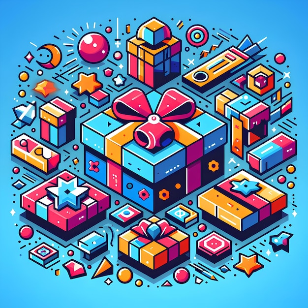 vector image of blue and orange gifts