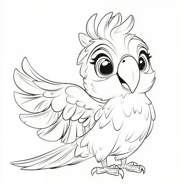 Vector image of a parrot on a white background Freehand outline drawing