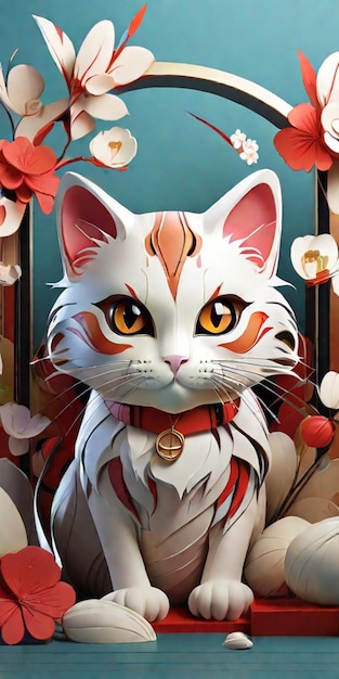 vector Japanese cat image